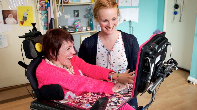 Young girl in wheelchair