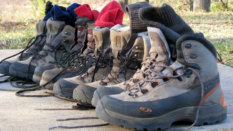 A row of walking boots
